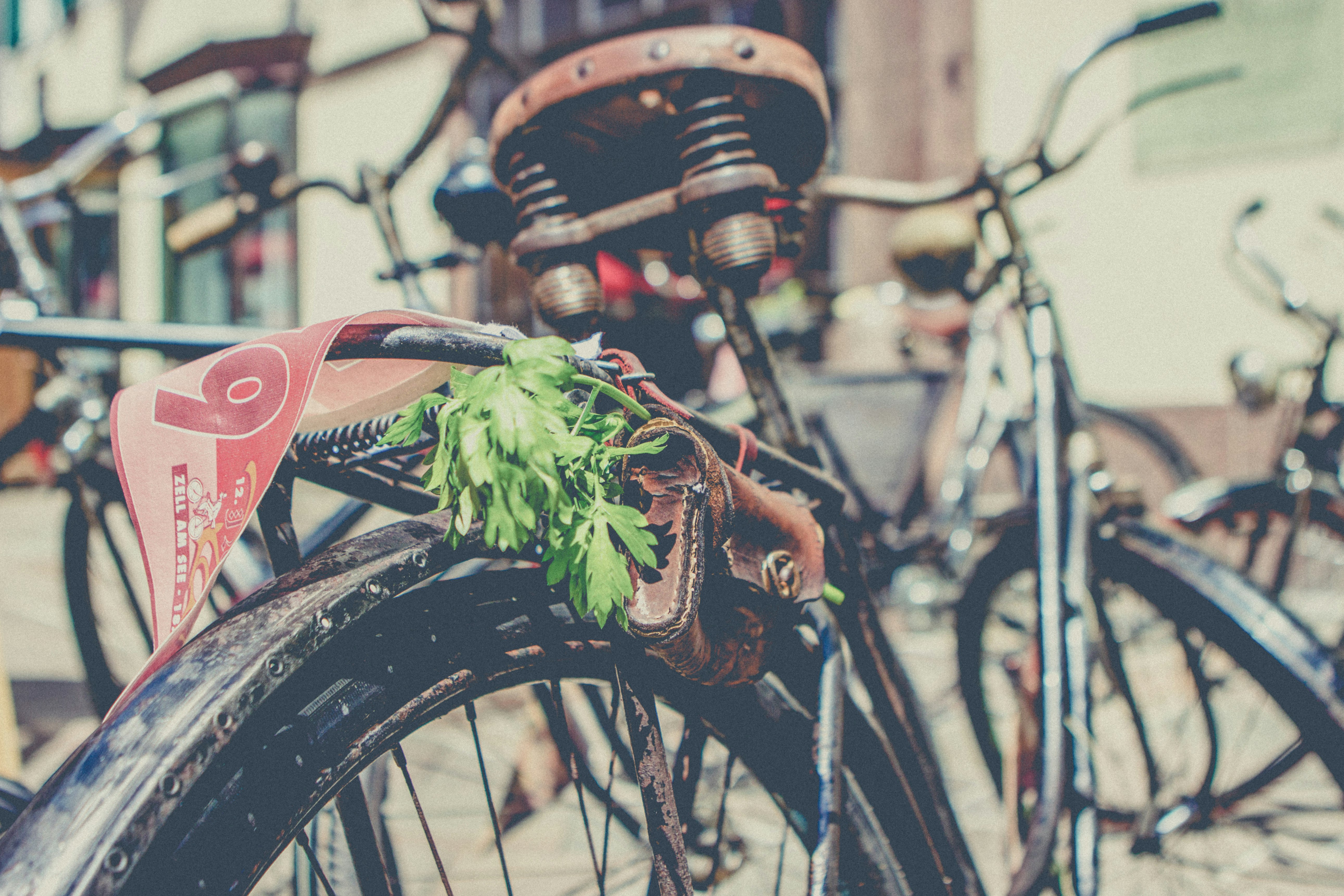 selective focus photography of brown commuter bicycle